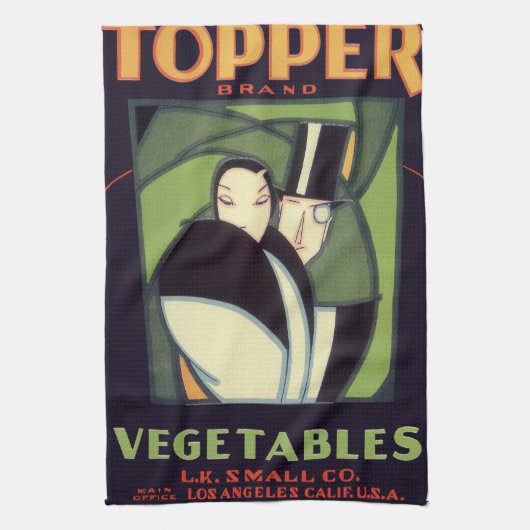 topperlabel voor groenten, Art Deco-Romance Theedoek (Verticaal)