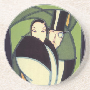  topperlabel voor groenten, Art Deco-Romance Zandsteen Onderzetter