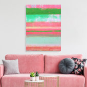 'Toppled' roze en groene Abstracte kunst Canvas Afdruk (Insitu (Woonkamer))