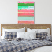 'Toppled' roze en groene Abstracte kunst Canvas Afdruk (Insitu (Slaapkamer))