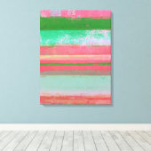 'Toppled' roze en groene Abstracte kunst Canvas Afdruk (Insitu (Houten vloer))