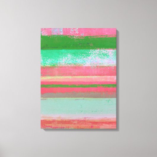 'Toppled' roze en groene Abstracte kunst Canvas Afdruk (Voorkant)