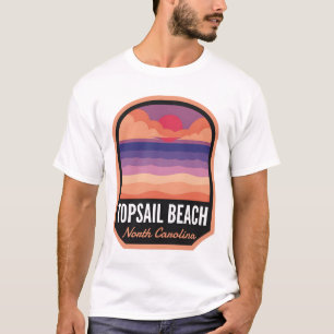 Topsail Beach NC Retro Zonsondergang T-shirt