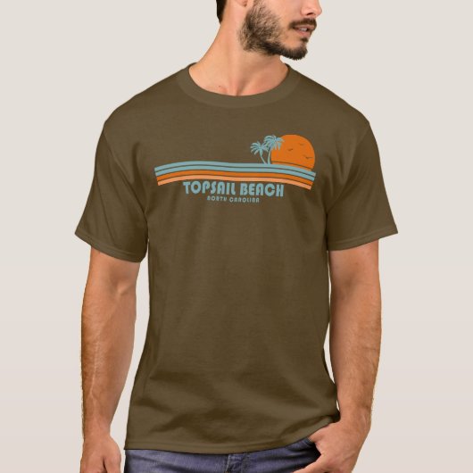 Topsail Beach North Carolina Sun Palm Trees T-shirt (Voorkant)