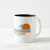 Topsail Beach North Carolina Sun Palm Trees Tweekleurige Koffiemok (Voorkant rechts)