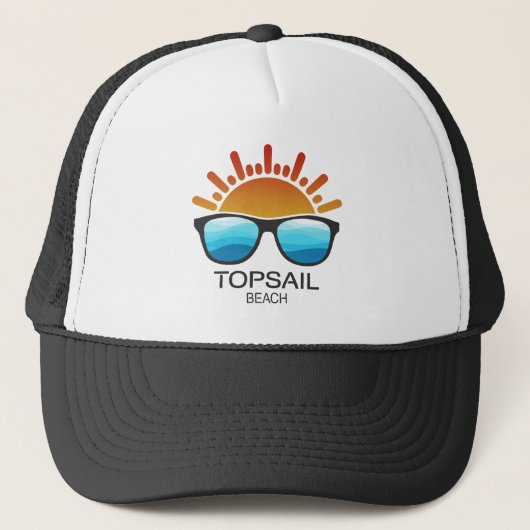 Topsail Beach North Carolina Zonnebril Trucker Pet (Voorkant)
