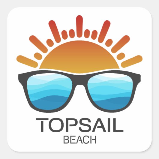 Topsail Beach North Carolina Zonnebril Vierkante Sticker (Voorkant)