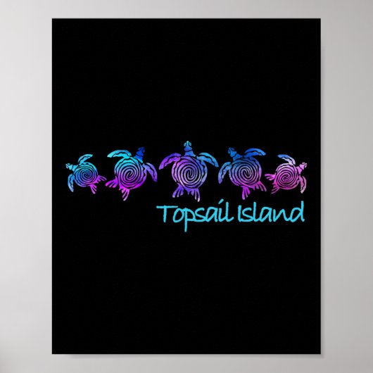 Topsail Island strand ontwerp tribale schildpad ca Poster (Voorkant)