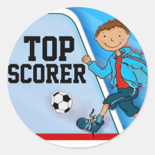 Topscore jongens blauwe football voetstuk ronde sticker