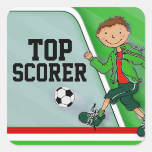 Topscore jongens groen football voetstuk vierkante sticker