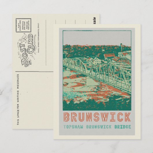 Topshaw Brunswick Bridge Maine USA Briefkaart (Voorkant / Achterkant)