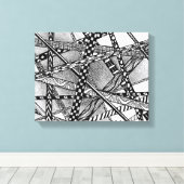 Topsy Turvy Entwin Black en White Lines Canvas (Insitu (Houten vloer))