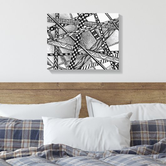 Topsy Turvy Entwin Black en White Lines Canvas (Insitu (Slaapkamer))