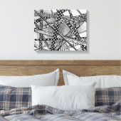 Topsy Turvy Entwin Black en White Lines Canvas Afdruk (Insitu (Slaapkamer))