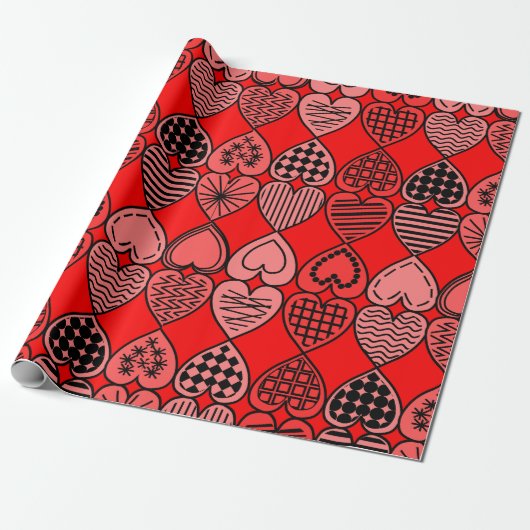 Topsy Turvy Hearts Wrapping Paper Cadeaupapier (Uitgerold)