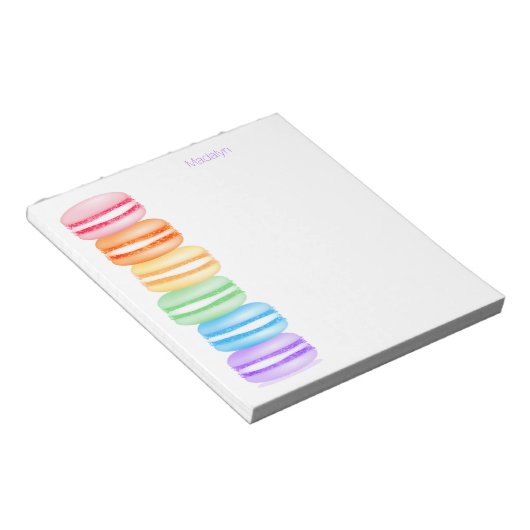 Topsy turvy stack van regenboog macarons notitieblok (Schuin)