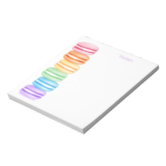 Topsy turvy stack van regenboog macarons notitieblok (Linkerzijde)