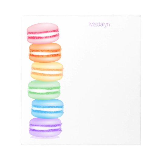 Topsy turvy stack van regenboog macarons notitieblok (Voorkant)