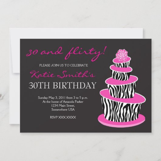 Topsy Turvy Zebra Cake Birthday-uitnodiging Kaart (Voorkant)