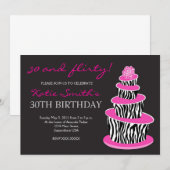 Topsy Turvy Zebra Cake Birthday-uitnodiging Kaart (Voorkant / Achterkant)