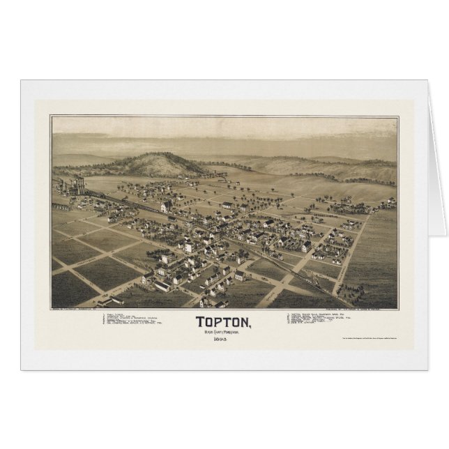 Topton, PA Panorama Map - 1893 (Voorkant Horizontaal)