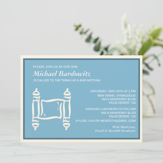 Torah Bar Mitzvah Uitnodiging (Staand voorkant)