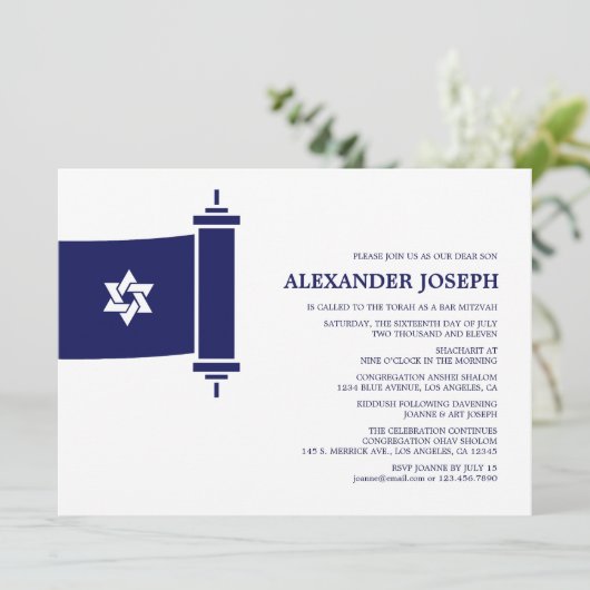 Torah Bar Mitzvah uitnodiging (Staand voorkant)