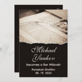 Torah Elegant Hebrew Bar Mitzvah Uitnodiging