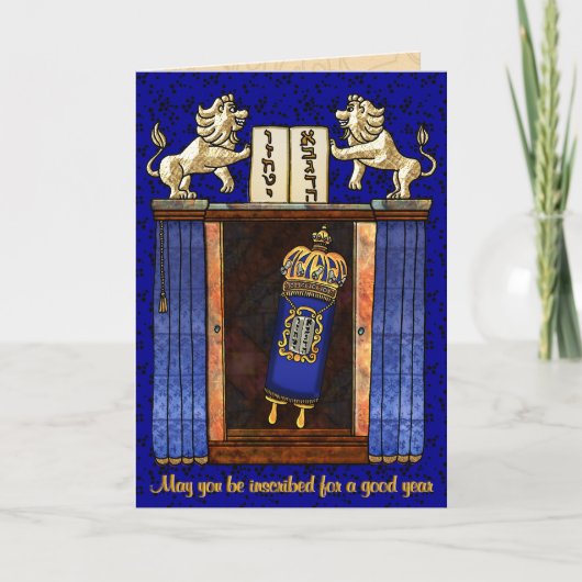Torah in de geopende ark feestdagen kaart (Voorkant)