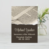 Torah Parshah Quote Hebrew Bar Mitzvah Uitnodiging (Staand voorkant)