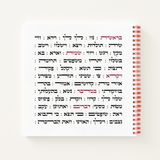 Torah Parshiot Parshas Weekly Readings in het Hebr Notitieboek (Achterkant)