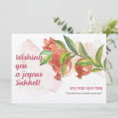 Torah Quote en wenst Sukkot w Pomegranates (Staand voorkant)