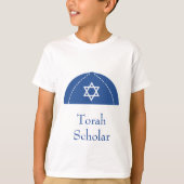 Torah Scholar Blue Kippah & Ster van David T-shirt (Voorkant)