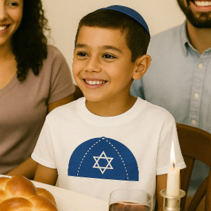 Torah Scholar Blue Kippah & Ster van David T-shirt