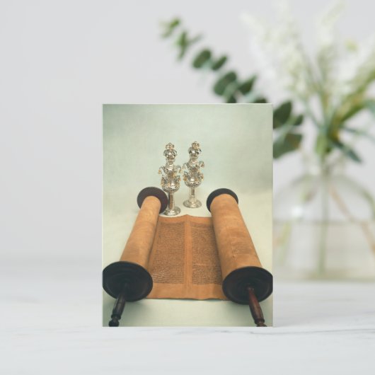 Torah scroll met Silver Crown finals Briefkaart (Staand voorkant)
