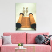 Torah scroll met Silver Crown finals Canvas Afdruk (Insitu (Woonkamer))