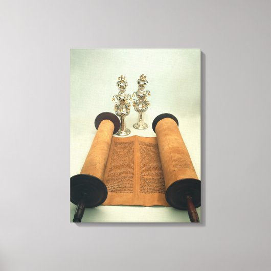Torah scroll met Silver Crown finals Canvas Afdruk (Voorkant)