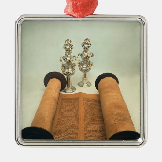 Torah scroll met Silver Crown finals Metalen Ornament (Voorkant)