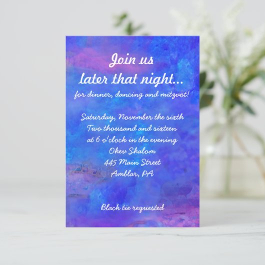 Torah & Tulips Bat Mitzvah Uitnodiging (Staand voorkant)