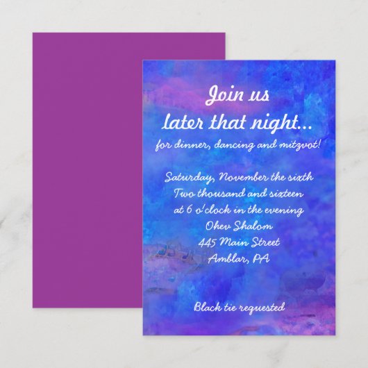 Torah & Tulips Bat Mitzvah Uitnodiging (Voorkant / Achterkant)