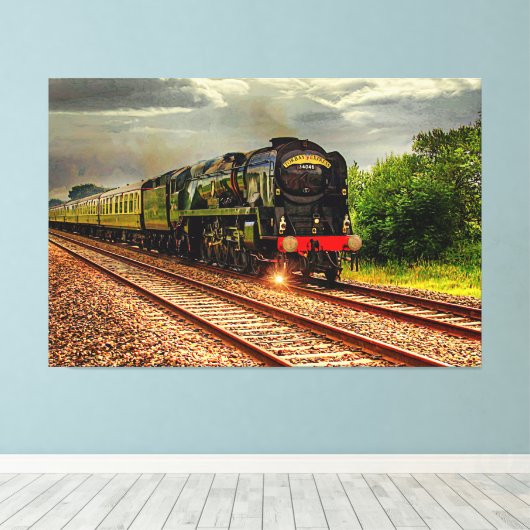 Torbay Express stoomtreinmotor 60" x 40" GROOT Canvas Afdruk (Insitu (Houten vloer))