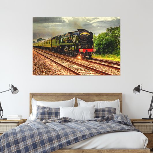Torbay Express stoomtreinmotor 60" x 40" GROOT Canvas Afdruk (Insitu (Slaapkamer))