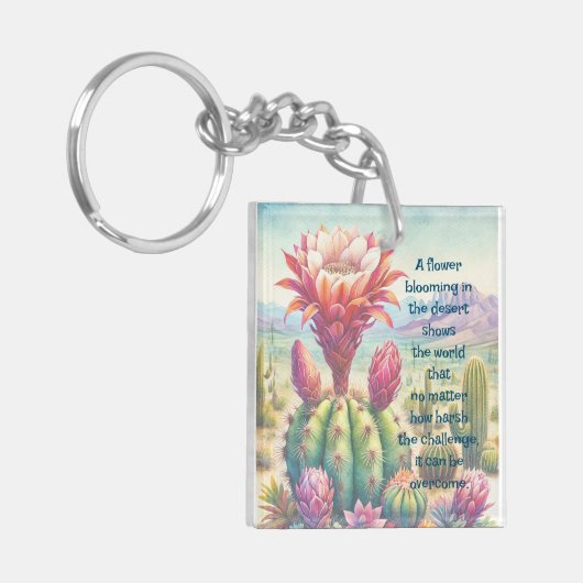 Torch Cactus Flower & Quote Sleutelhanger (Voorkant Links)
