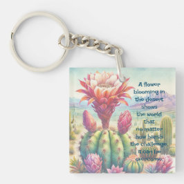 Torch Cactus Flower & Quote Sleutelhanger