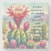 Torch Cactus Flower & Quote Stenen Onderzetter (Voorkant)