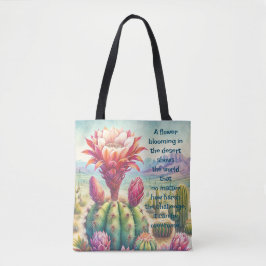 Torch Cactus Flower & Quote Tote Bag