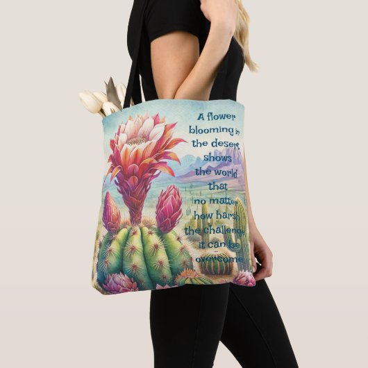 Torch Cactus Flower & Quote Tote Bag (Dichtbij)