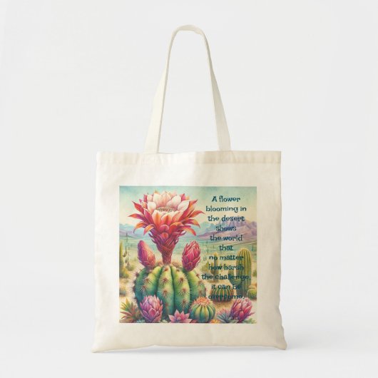 Torch Cactus Flower & Quote Tote Bag (Voorkant)