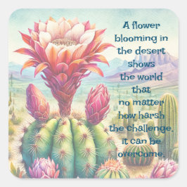 Torch Cactus Flower & Quote Vierkante Sticker