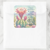 Torch Cactus Flower & Quote Vierkante Sticker (Tas)